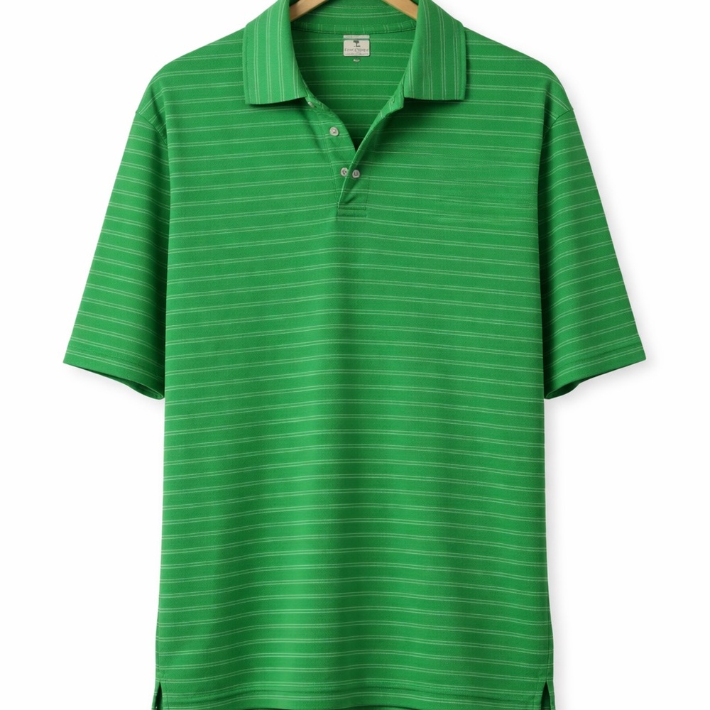 Pebble Beach Bright Green Narrow-Striped Polo